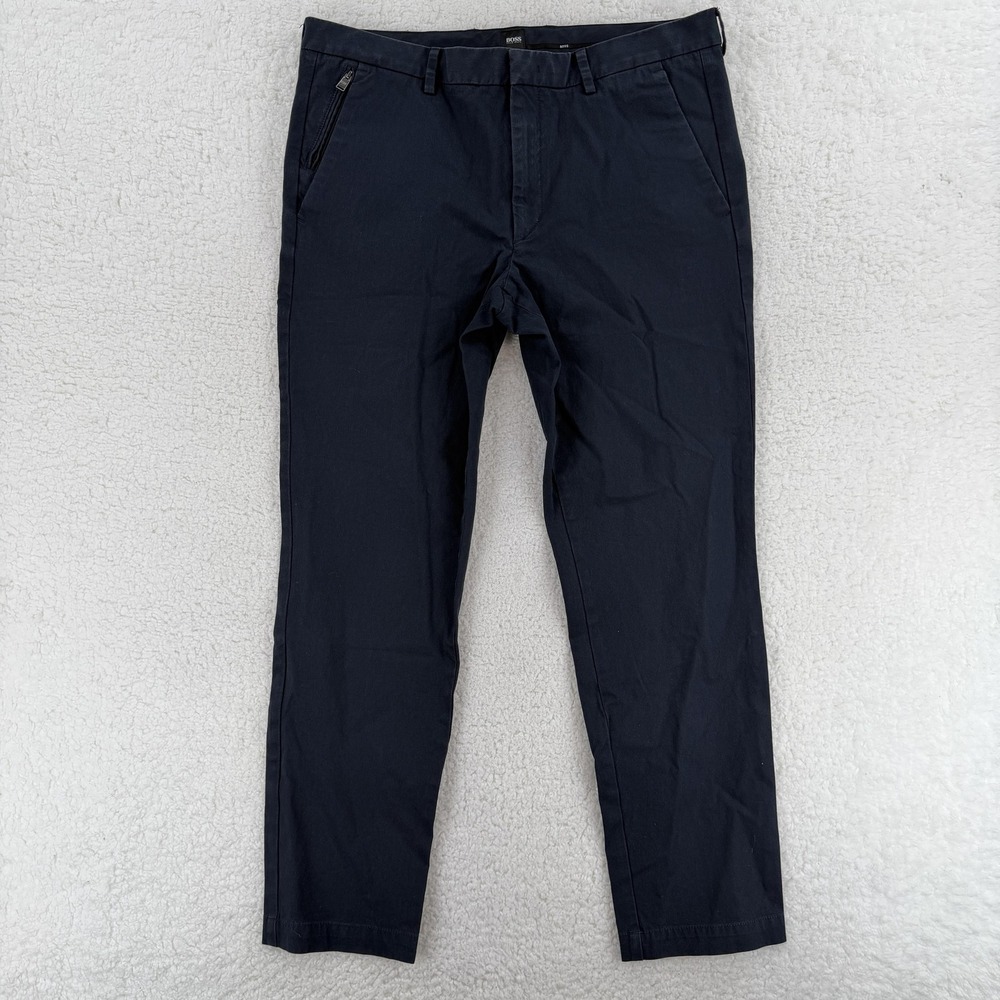 Hugo Boss Traveler Pants Mens 36x30 Navy Blue Chino Stretch Travel Casual‎